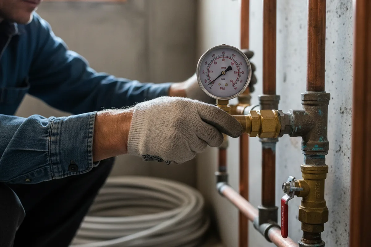 Pressure testing a repaired line during Water Line Repair in Allenport